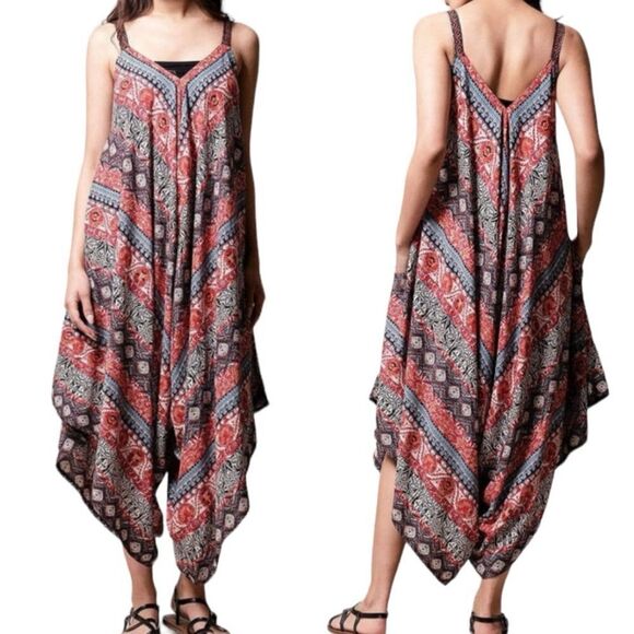 Angie Boho Paisley Print Harem Pant Loose Jumpsuit Sz M NWT - Picture 15 of 16